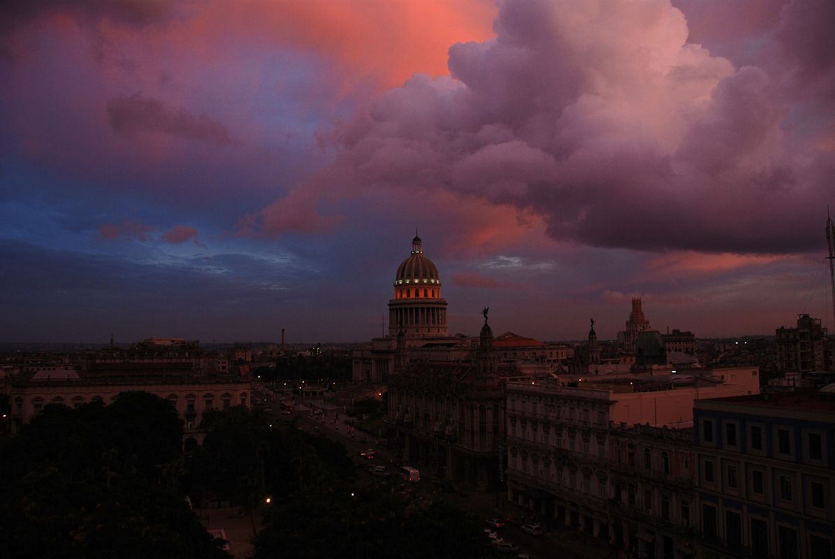 24 Cuba - Havana Centro - Hotel NH Parque Central - Sunset View of Capitolio, Gran Teatro de la Habana, Hotel Inglaterra, Hotel Telgrafo